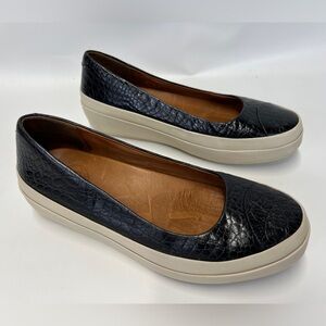 FitFlop Women Due Patent Leather Croc-Pattern Platform Ballet Shoes EU 36